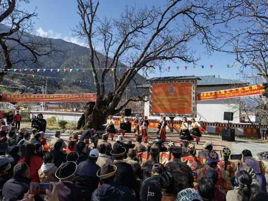 乡雪巴村米林镇邦仲村举办群众性文艺汇演纪念西藏百万农奴解放63周年